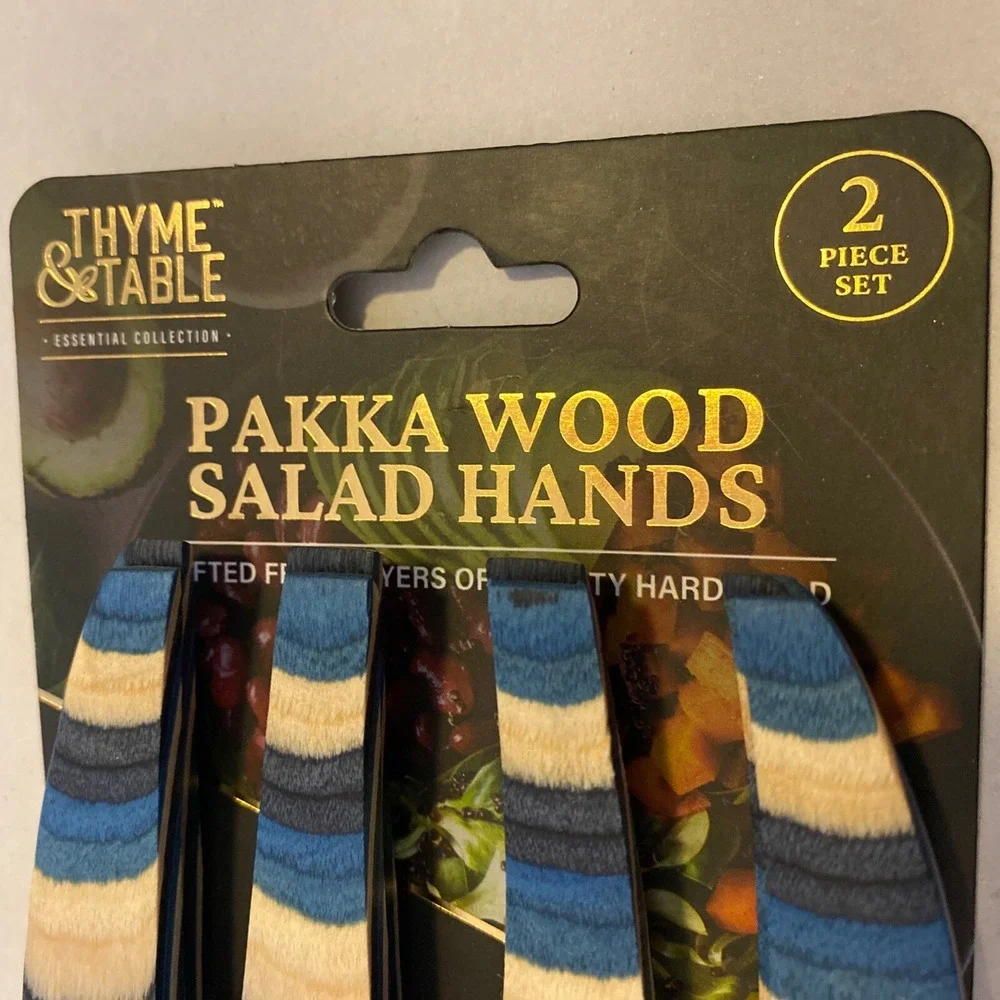 Thyme & Table Pakka Wood Salad Tosser Mixing Durable Material Hand Set (2 Pack)